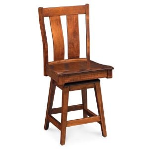 Simply Amish ECMIT-06B-L Mitchell Swivel Barstool, 30" Seat Height w/ Leather Cushion Seat