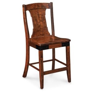 Simply Amish ECMOK-04B-L Montauk Stationary Barstool, 30" Seat Height w/ Leather Cushion Seat
