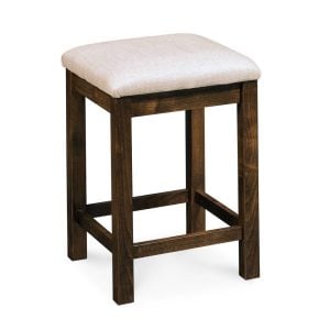 Simply Amish ECSHE-08B-L Sheffield Backless Stationary Barstool, 30" Seat Height w/ Leather Cushion Seat