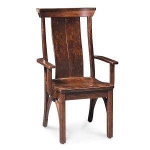 Simply Amish ECTRB-01A-L B&O Railroad Trestle Bridge Arm Chair w/ Leather Cushion Seat