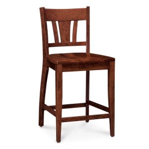 Simply Amish ECSHE-04B-L Sheffield Stationary Barstool, 30" Seat Height w/ Leather Cushion Seat