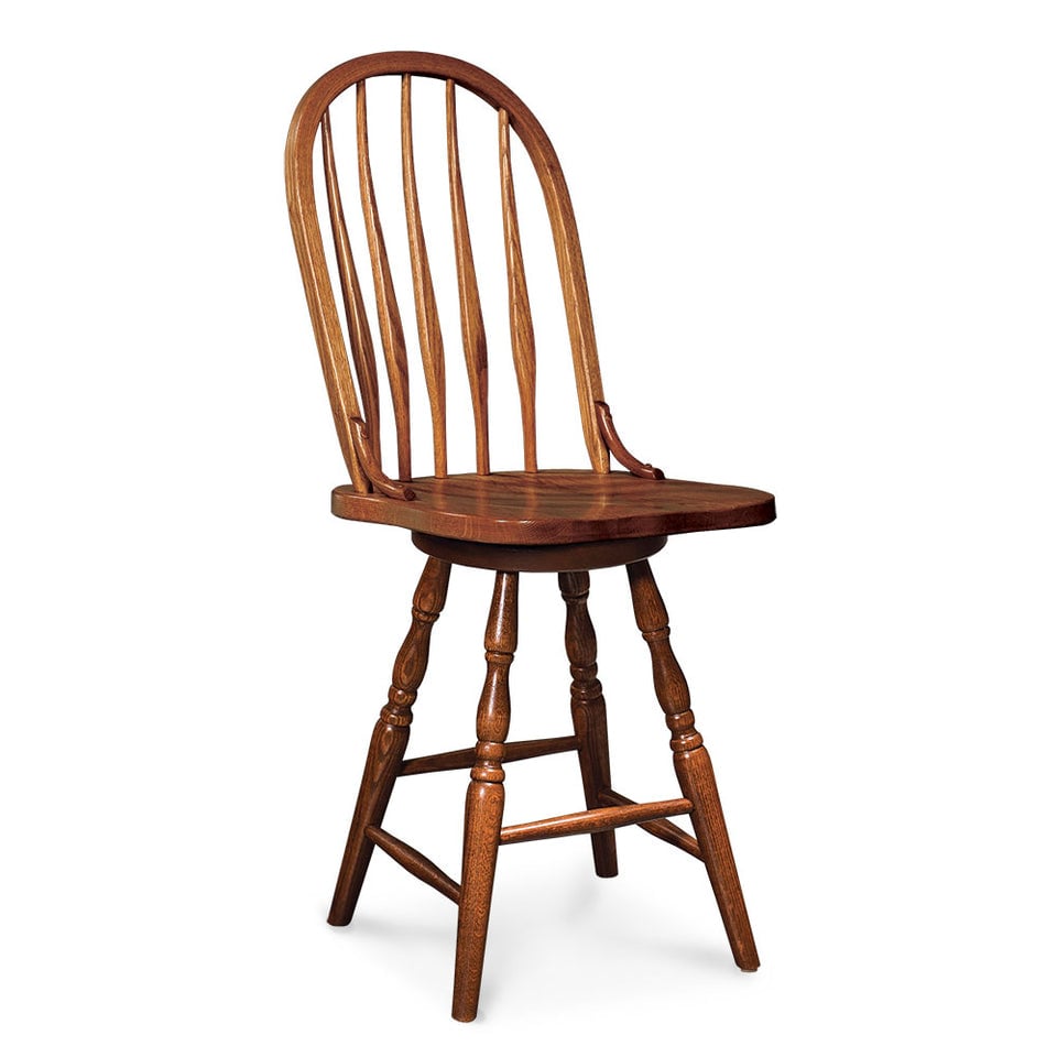 Simply Amish KA1155BS-06C Bentback Swivel Barstool - 24" Seat Height. Turned Leg