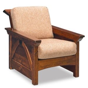 Simply Amish LCTRB-05-L B&O Railroad Trestle Bridge Easy Chair w/ Leather Cushions - Features a stationary back