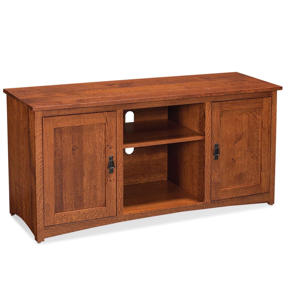 Simply Amish LEMIG-C41B San Miguel TV Console with Wood Doors and Open Center, 54"