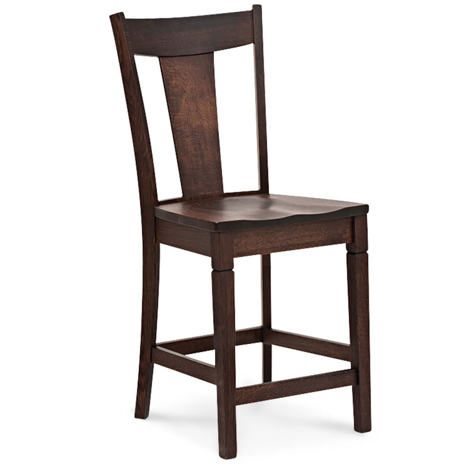 Simply Amish SAANBS30-L Allison Stationary Barstool, 30" Seat Height w/ Leather Cushion Seat