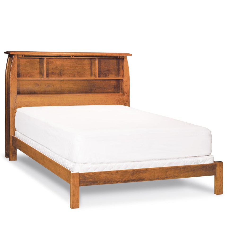 Simply Amish SBASP-01W3 Aspen Bookcase Queen Bed with Inlay