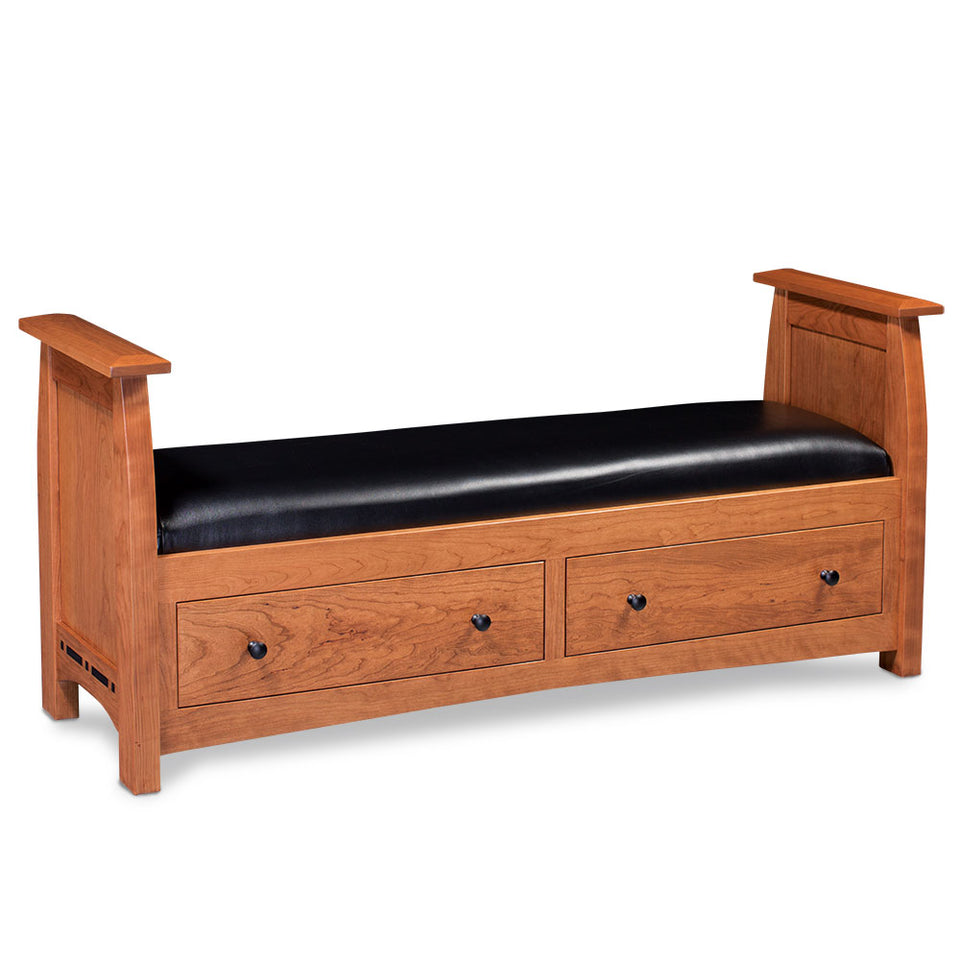 Simply Amish SCASP-01C2-F Aspen 2-Drawer Santa Fe Bench with Inlay