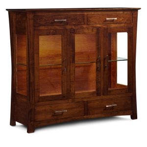 Simply Amish SCDCLO3W Loft Dining Cabinet, 3 Door w/ Wood Doors and Ends