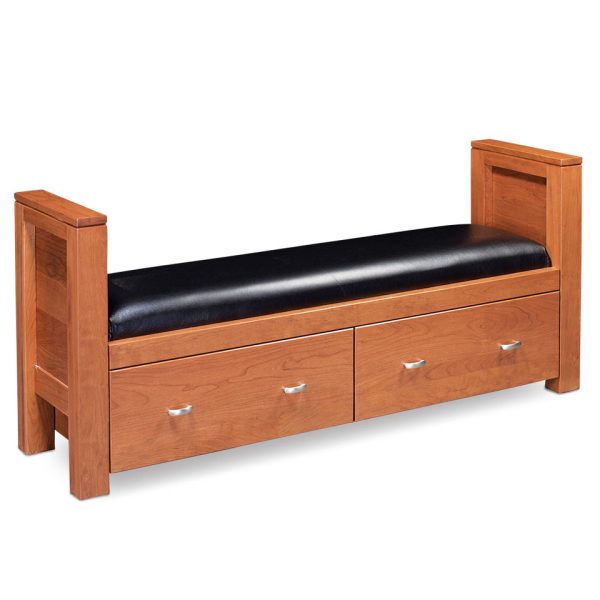 Simply Amish SCJUS-01C2-L Justine 2-Drawer Santa Fe Bench w/ Leather Cushion Bench