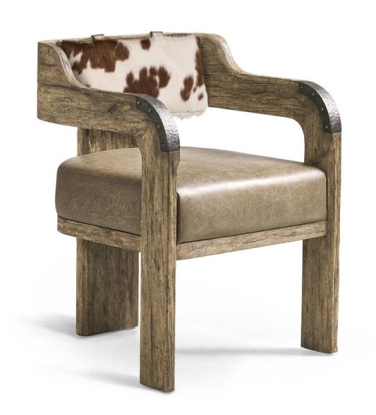 Jonathan Charles 491271-TLA-AC-U2 Stone Ridge Leather & Hide Arm Chair Light