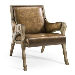 Jonathan Charles 491257-FDO-U2 Echo Canyon Leather & Hide Occasional Chair