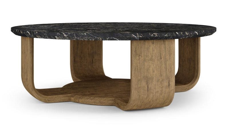 Jonathan Charles 491281-TLA Stone Ridge Round Marble Cocktail Table Light