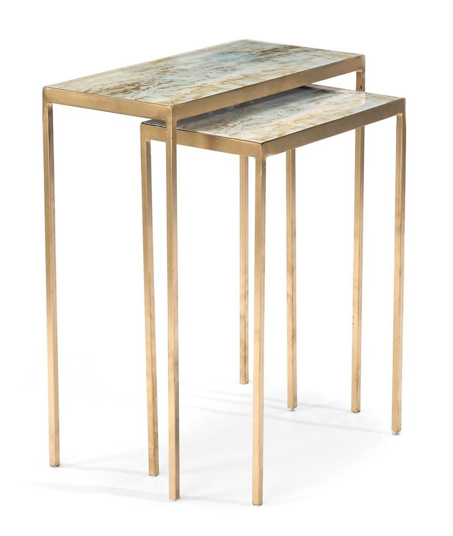 John Richard EUR-03-0676 Austin A. James Lustrous Sky Stacking Tables Set of Two