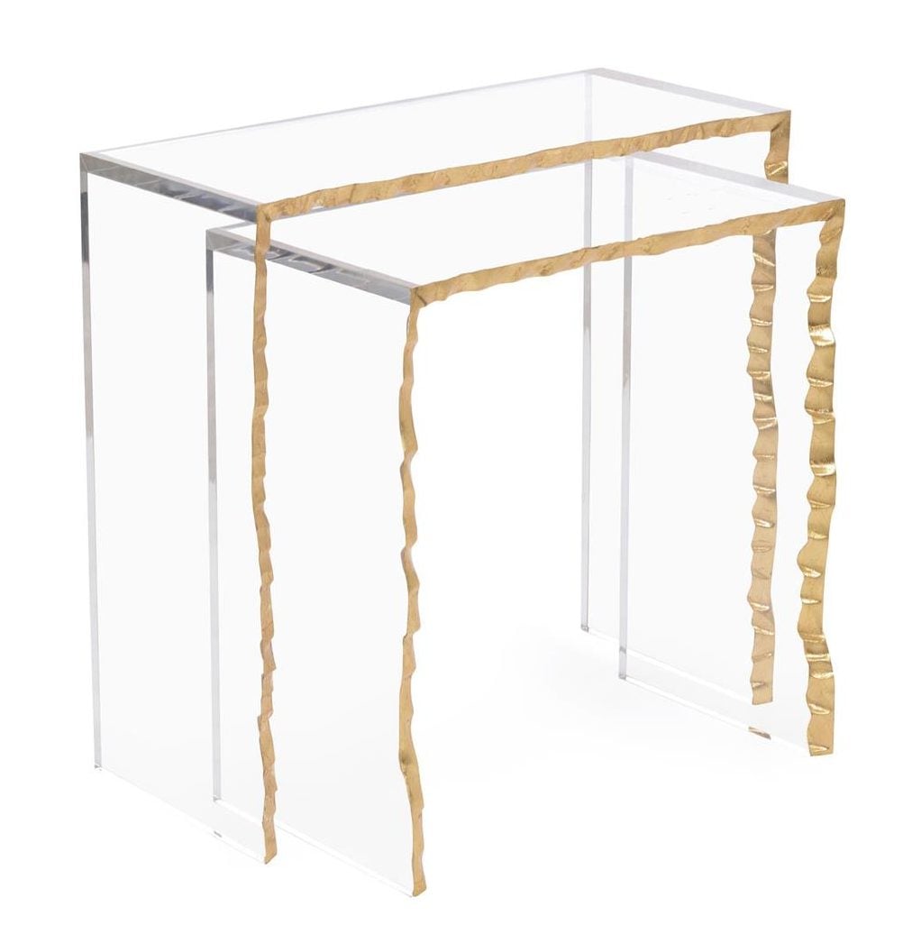 John Richard JFD-0269S2 Gold Leaf Edge Nesting Tables Set of Two
