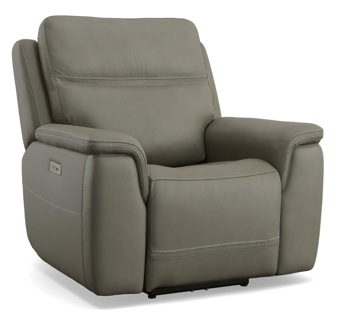 Flexsteel Furniture 1845-50PH-00901 Sawyer Grey Leather Power Recliner with Power Headrest and Lumbar