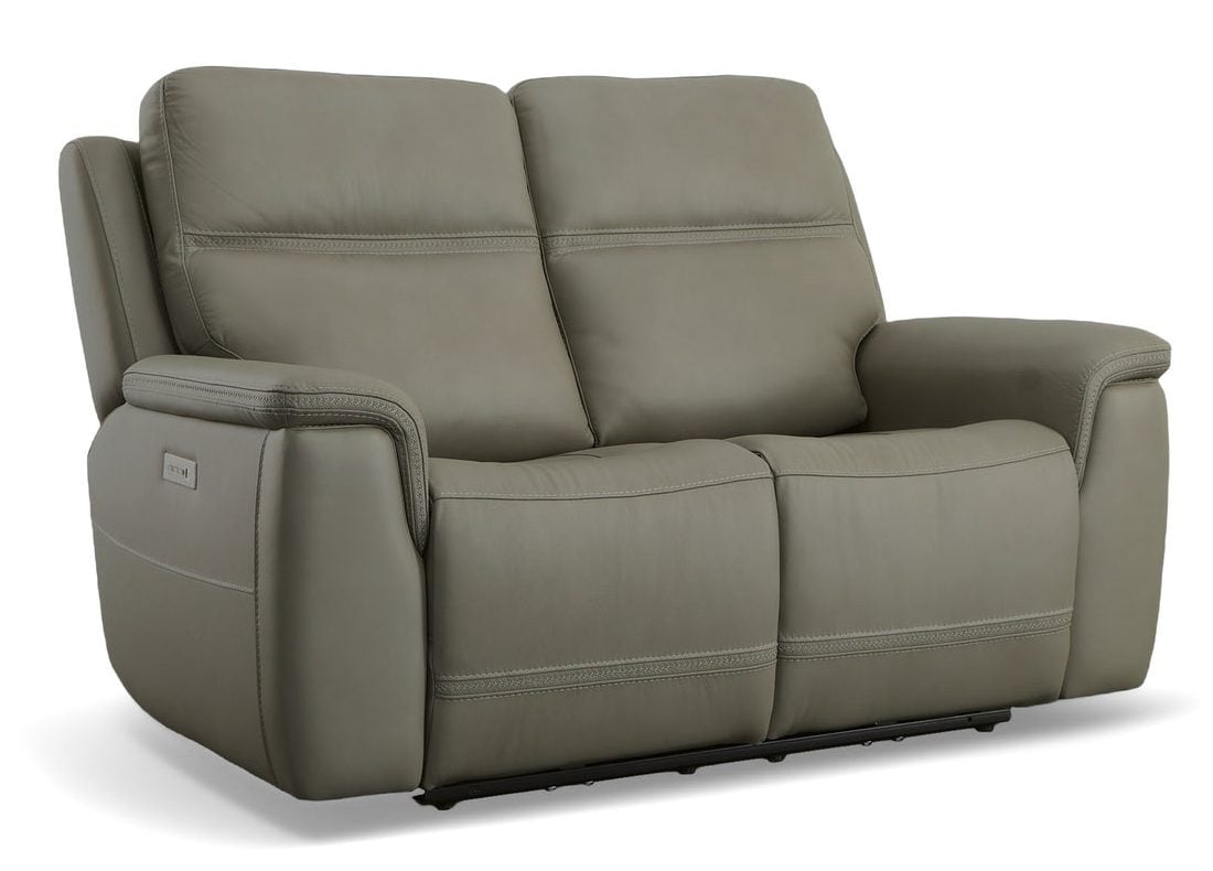 Flexsteel Furniture 1845-60PH-00901 Sawyer Grey Leather Power Reclining Loveseat with Power Headrests and Lumbar