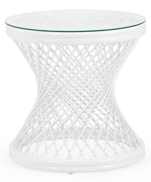 Chelsea House 384589 Rattan Side Table White