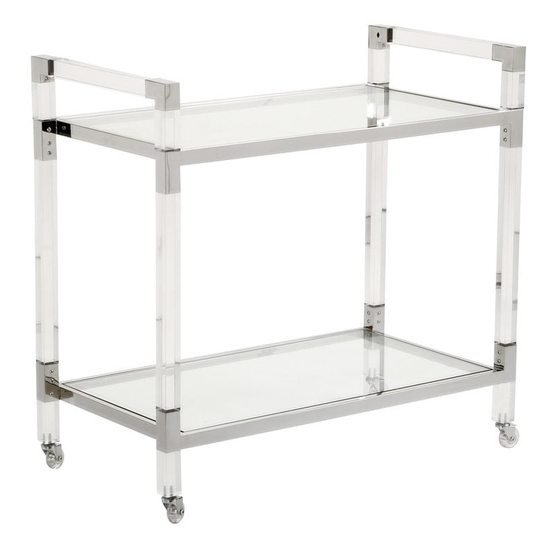 Chelsea House 384791 Acrylic Bar Cart Nickel
