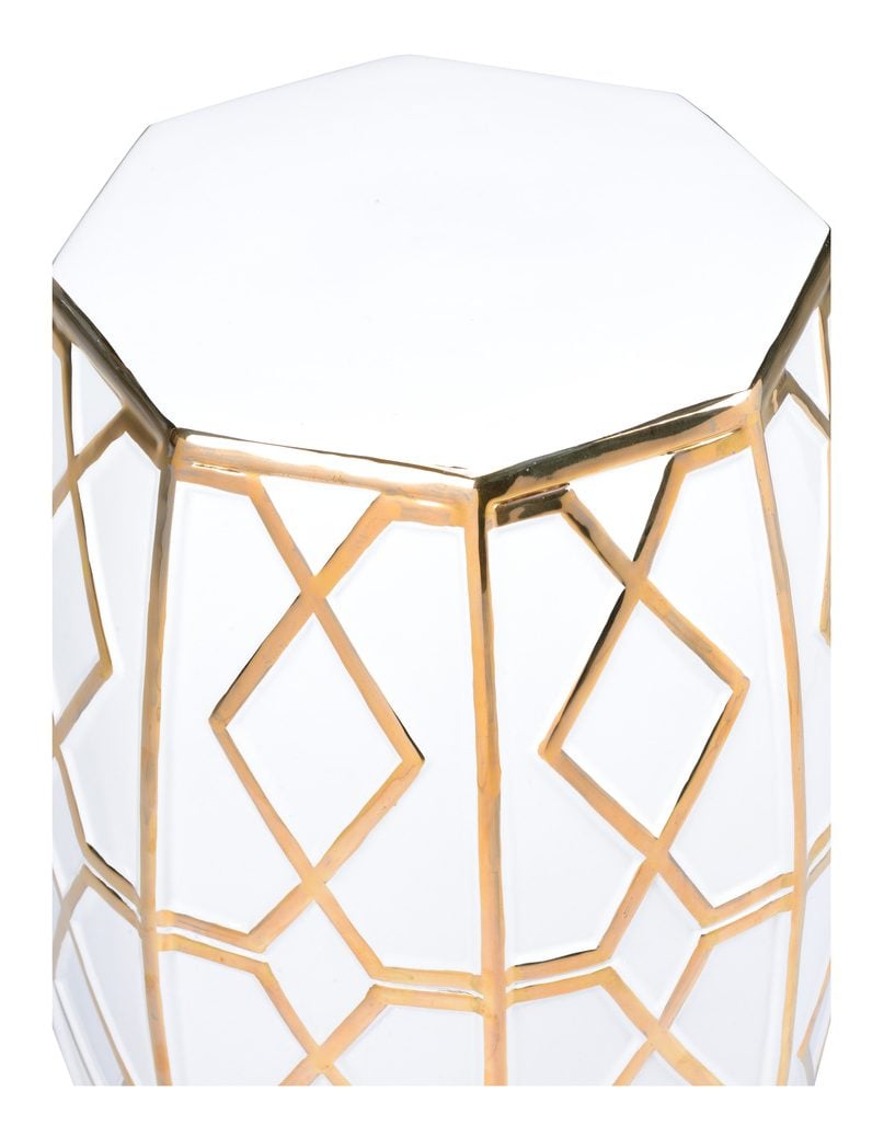 Chelsea House 385334 Andreu Garden Stool White/Gold Chelsea House 385334 Andreu Garden Stool White/Gold