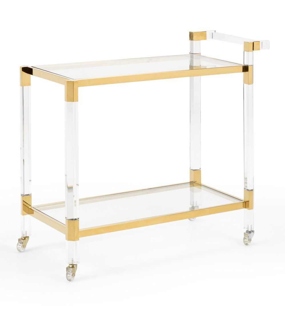 Wildwood Furniture 490545 Boulevardier Bar Cart Clear Gold
