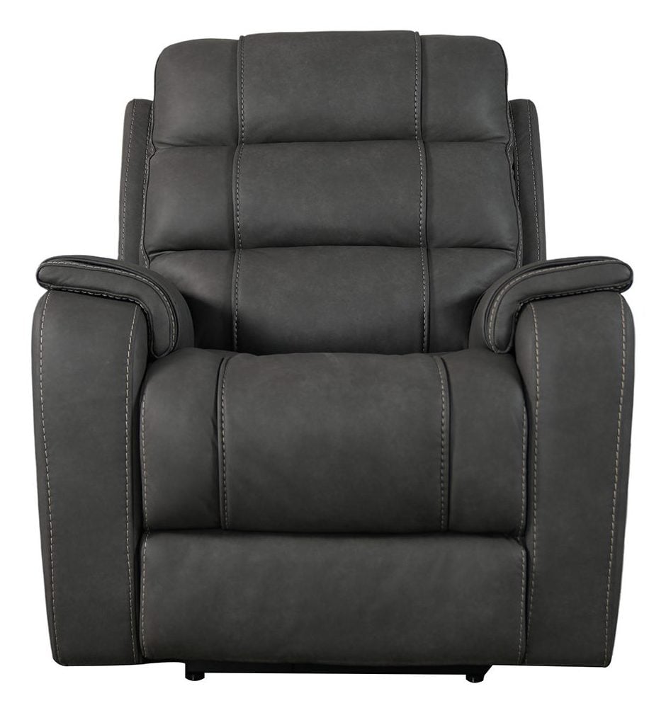 Bassett Club Level 3732-P0G Wendell Wallsaver Power Power Recliner Gunmetal Leather