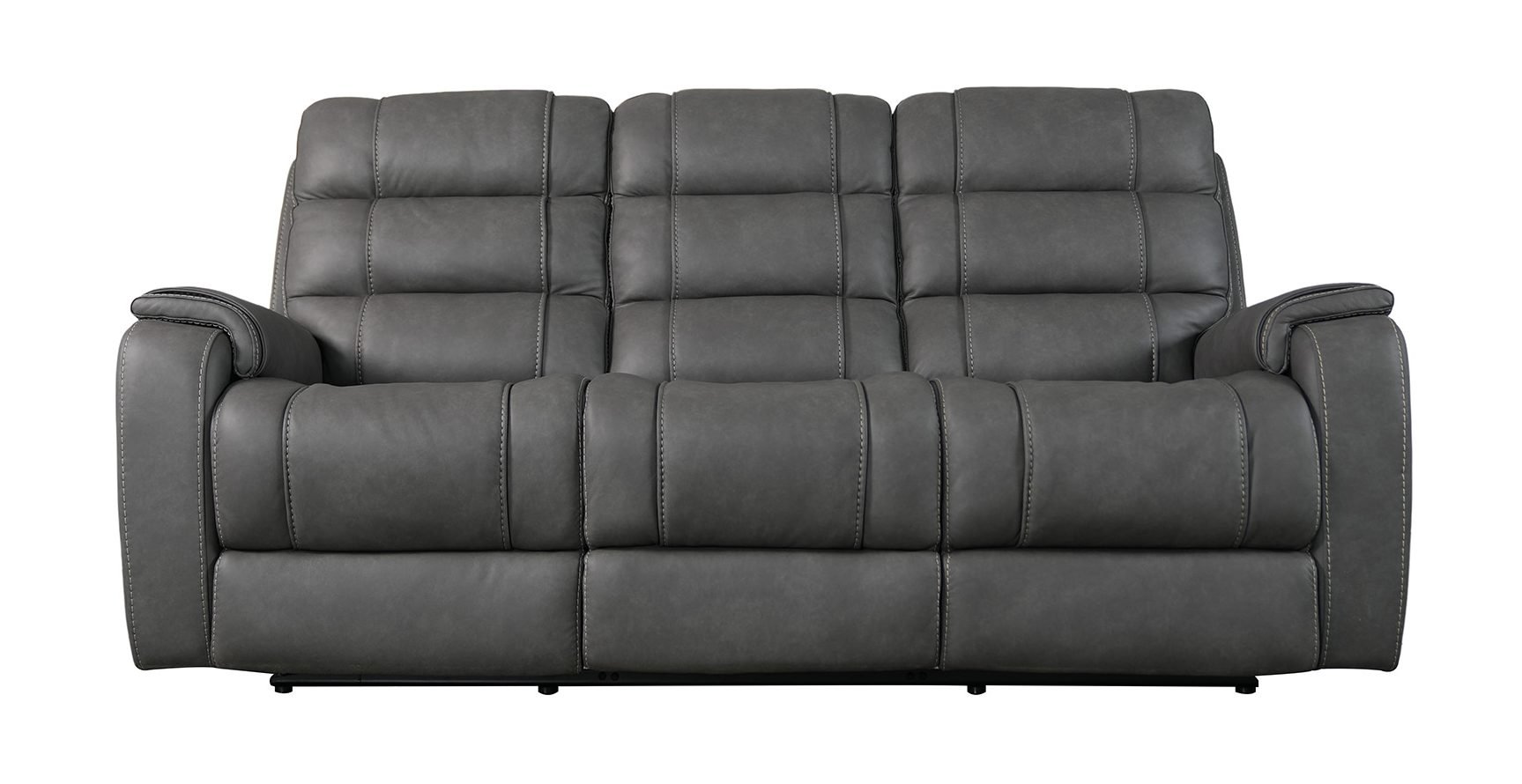 Bassett Club Level 3732-P62G Wendell Power Motion Sofa Gunmetal Leather