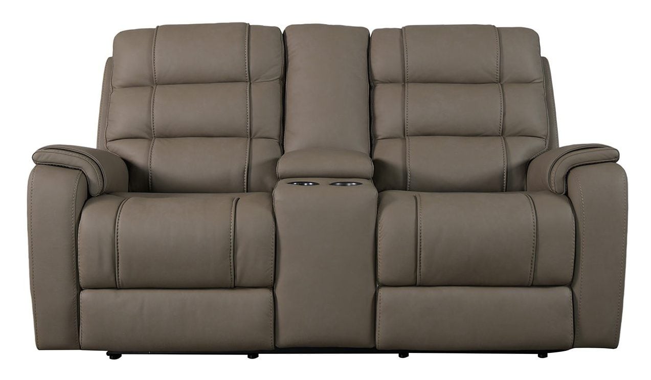 Bassett Club Level 3732-PC42D Wendell Power Motion Loveseat Console Dust Leather