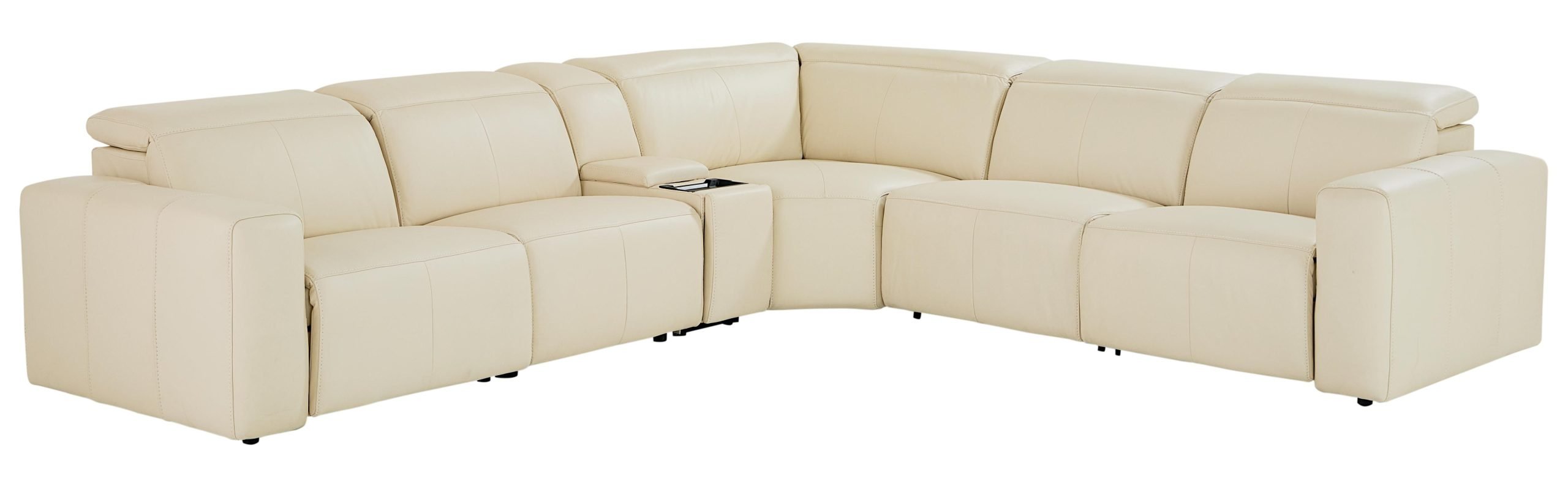 Bassett Club Level 3734 Airy Power Motion Sectional Linen Leather