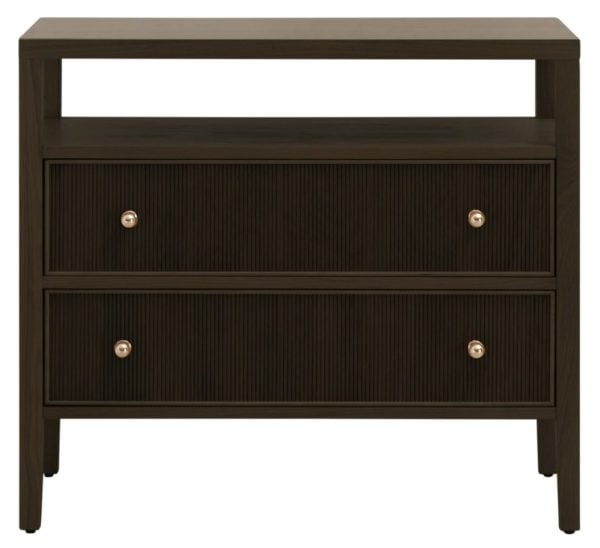 Essentials For Living 5257.DB-OAK Highland Open Shelf 2 Drawer Nightstand