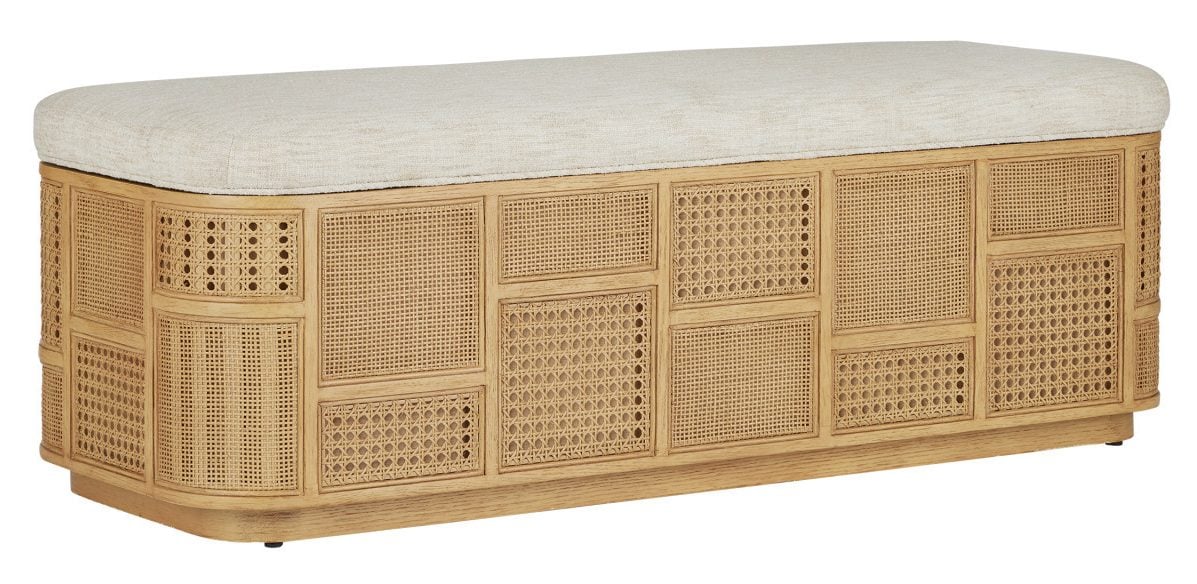 Currey and Company 7000-0662 Anisa Sea Sand Storage Bench Dunmeyer Parchment