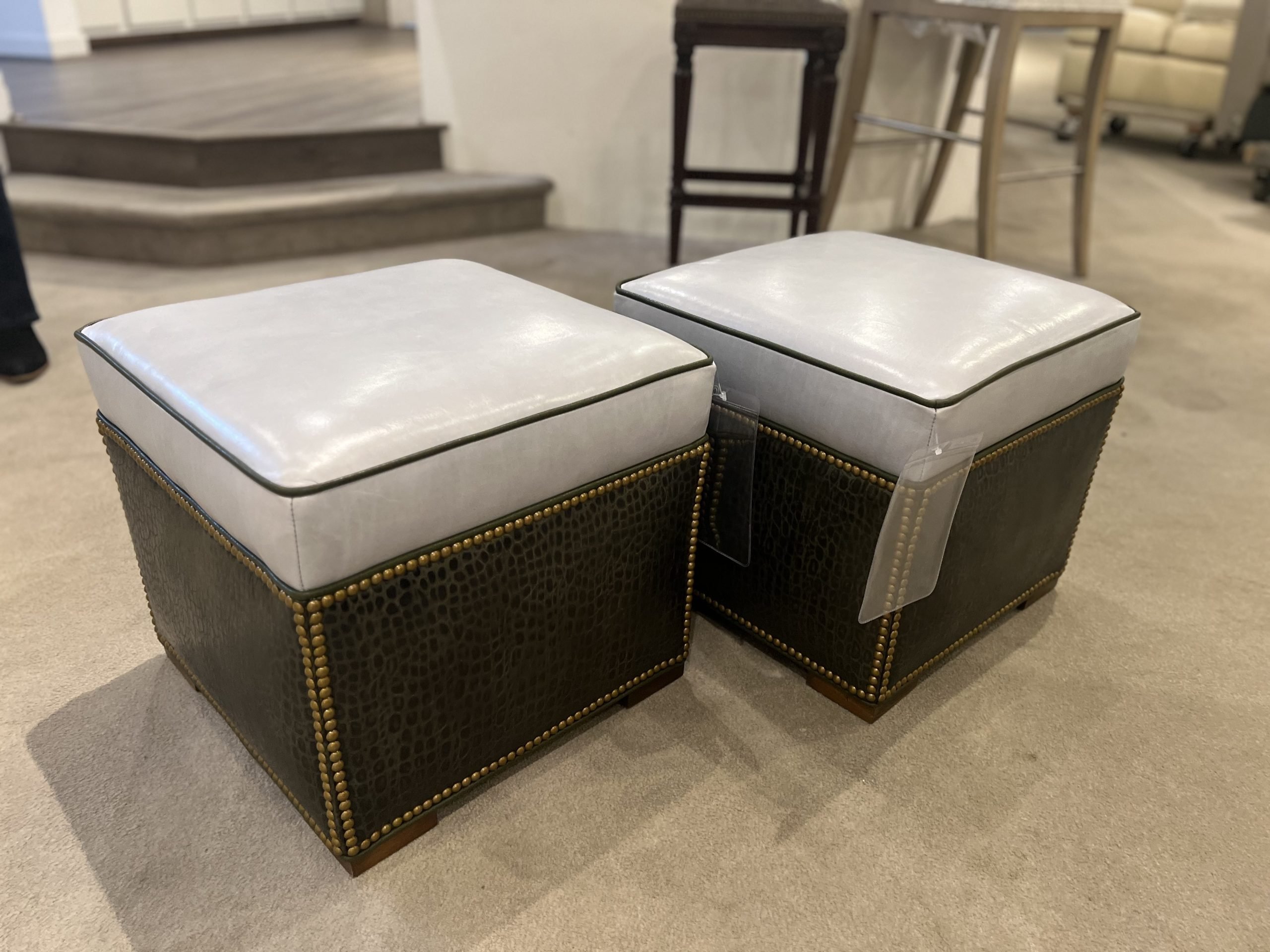 Hancock and Moore 037-B/474,475 Abbey Ottoman w/ Border