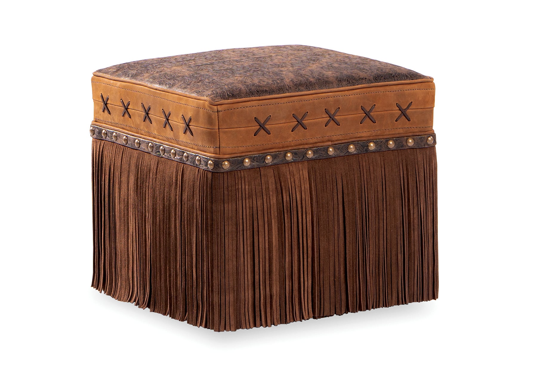 Hancock and Moore 037-BLF ABBEY OTTOMAN WITH FRINGE