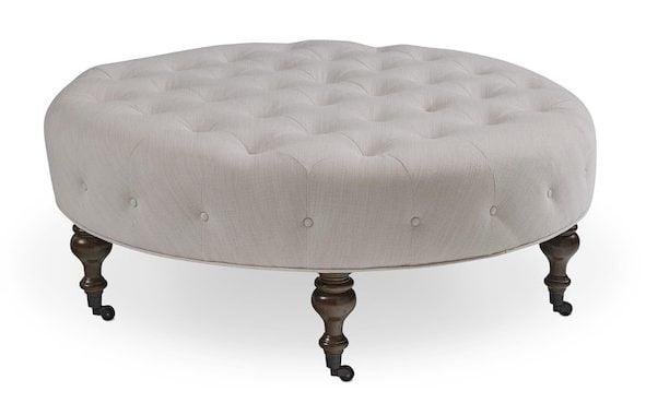 Bassett Furniture 1410-45RT-1628-0-BRASS-BF808 Belwood Tufted Round Ottoman