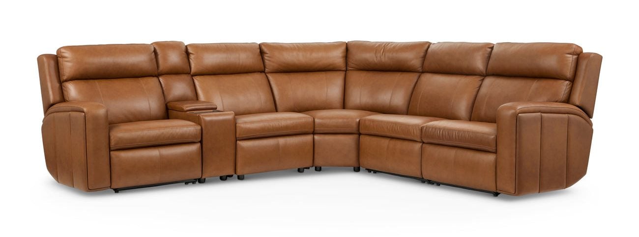 Flexsteel 1596-SECTPH-70572 Wyatt Canyon Leather Power Reclining Sectional with Power Headrest & Lumbar