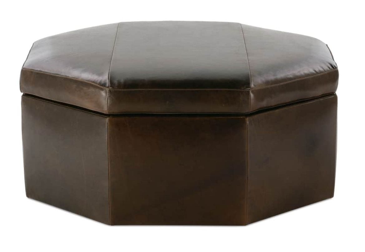 Rowe Furniture OSTG-4040-1000-077-RC (-L-) Othello 40" Octagon Leather Storage Ottoman