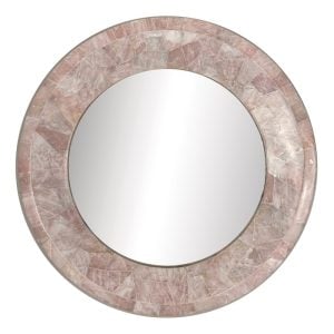 Ambella Home 74001-980-030 Coralie Pink Quartz Round Mirror