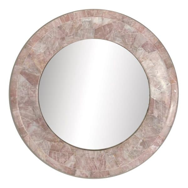 Ambella Home 74001-980-030 Coralie Pink Quartz Round Mirror