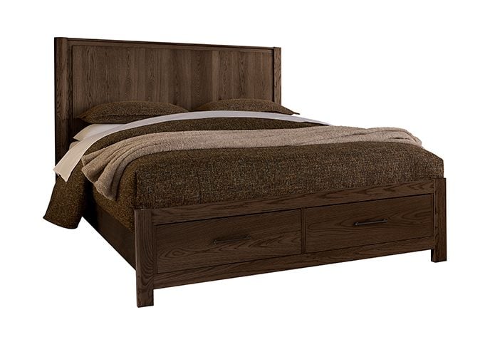 Vaughan Bassett 840-558-050B-502-555 Queen Radius Poster Bed With Footboard Storage In Dark Oak