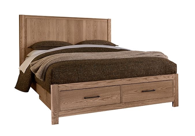 Vaughan Bassett 842-558-050B-502-555 Queen Radius Poster Bed With Footboard Storage In Blond Oak