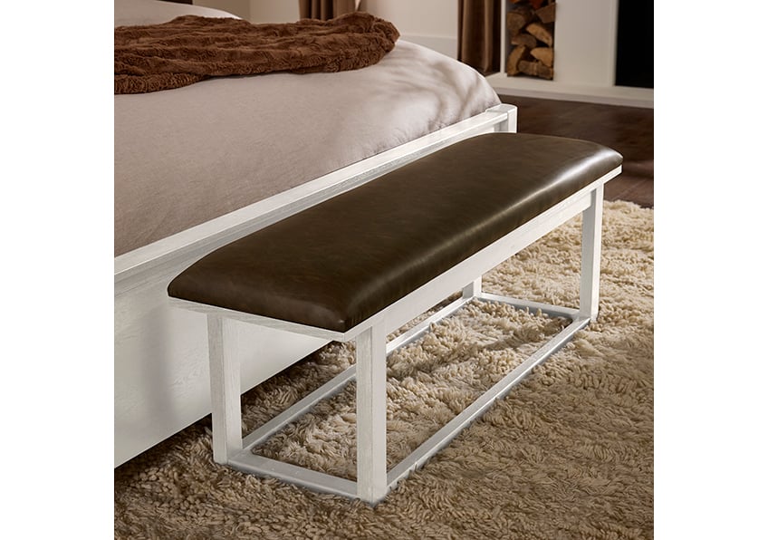 Vaughan Bassett 844-080Y Sedona Brown Upholstered Bench In Soft White Oak