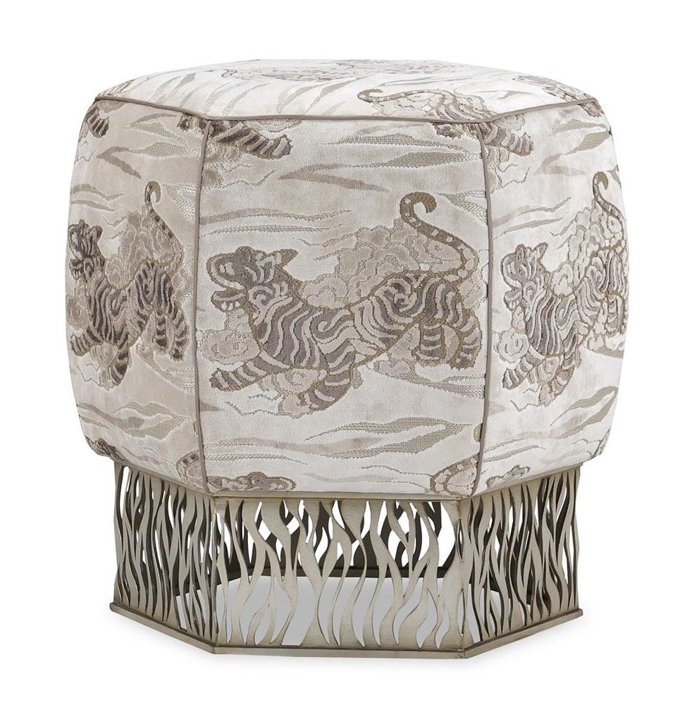 John Richard AMF-1809V226-5022 Honeycomb Ottoman, Silver - 5022