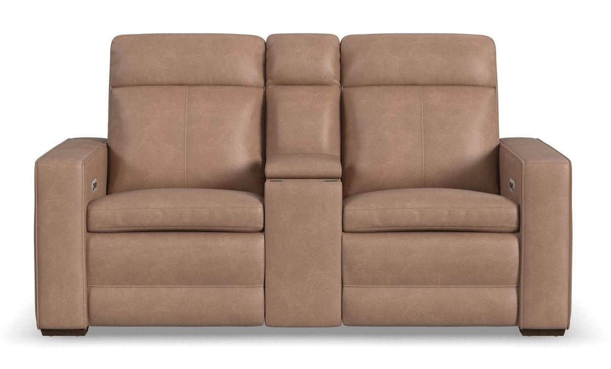 Flexsteel 1519-64P3-56282 Dutch Leather Power Reclining Loveseat with Console, Power Headrest & Lumbar Flexsteel 1519-64P3-56282 Dutch Leather Power Reclining Loveseat with Console, Power Headrest & Lumbar