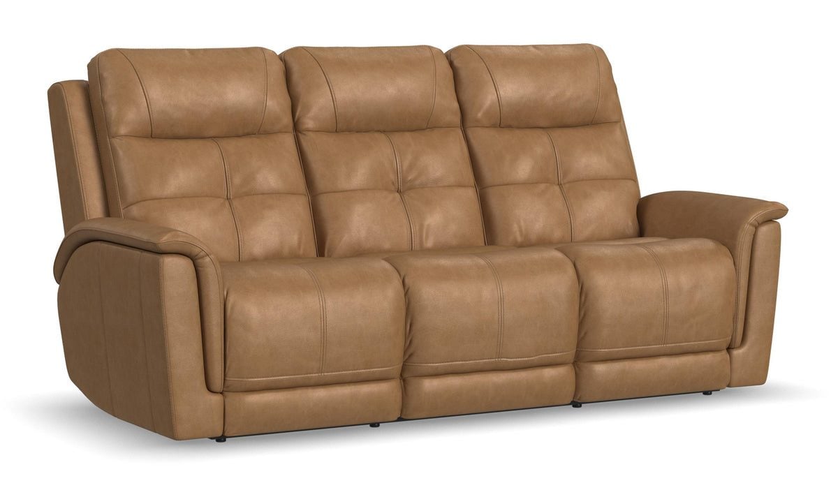 Flexsteel 1640-63P5-43972 Ranger Leather Power Reclining Sofa with Console, Power Headrest, Lumbar, Heat & Massage