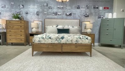 Durham Furniture 257-149 Caledon King Upholstered Panel Bed with Footboard Storage