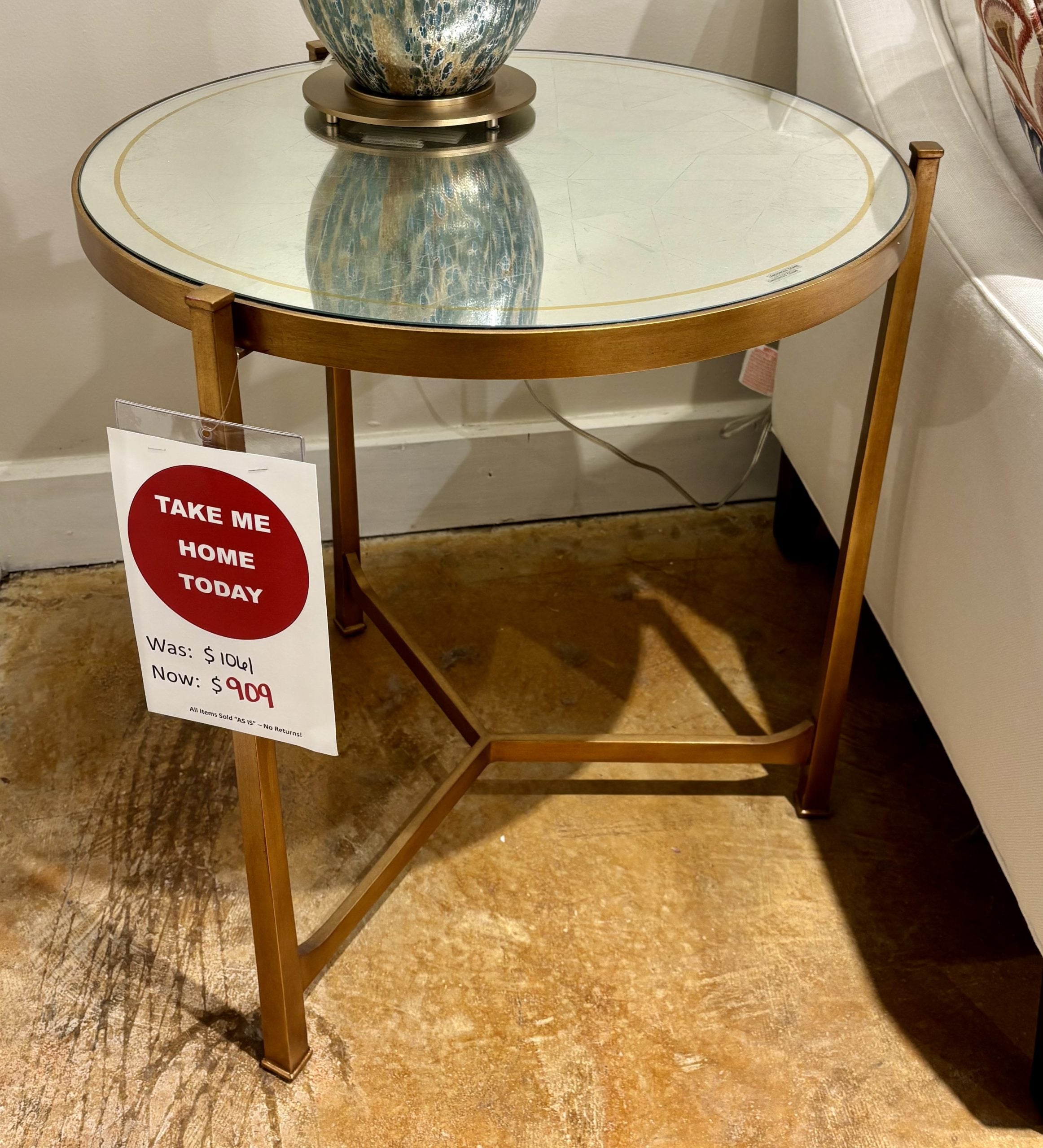 Jonathan Charles 494140-G-GES Églomisé & Gilded Iron Lamp Table