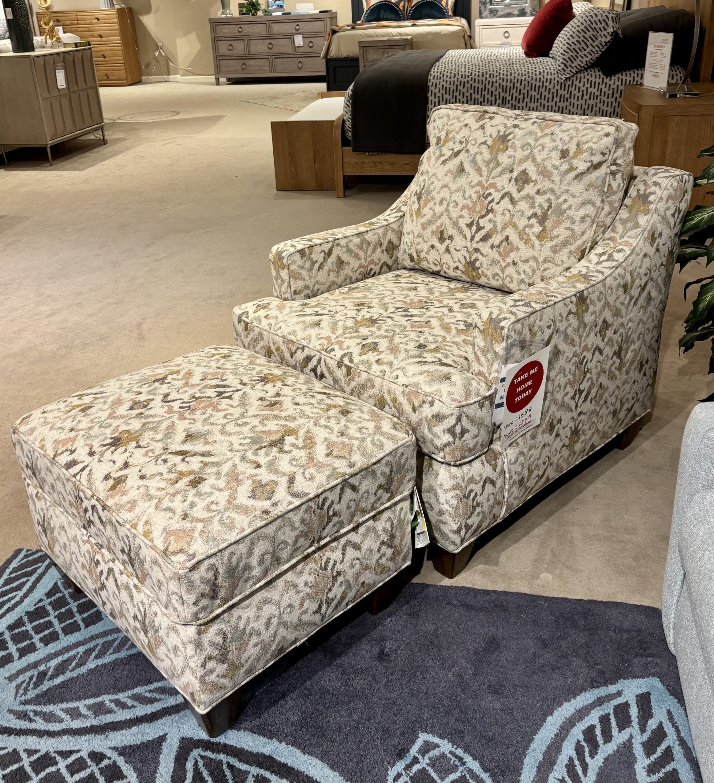 Bassett C000-12ST Custom Chair and Ottoman