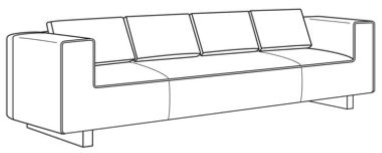 Century Furniture LT9-1082-1 Tatami Large Sofa Oak Base