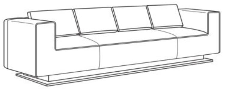Century Furniture LTU-1082-1-F1 Tatami Large Sofa Metal Base