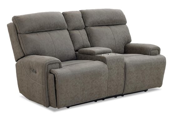 Bassett Club Level 3535-PC42S Nathan Power Reclining Loveseat with Center Console - Nathan Shadow