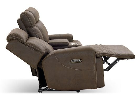 Bassett Club Level 3535-PC42J Nathan Power Reclining Loveseat with Center Console - Nathan Java Bassett Club Level 3535-PC42J Nathan Power Reclining Loveseat with Center Console - Nathan Java